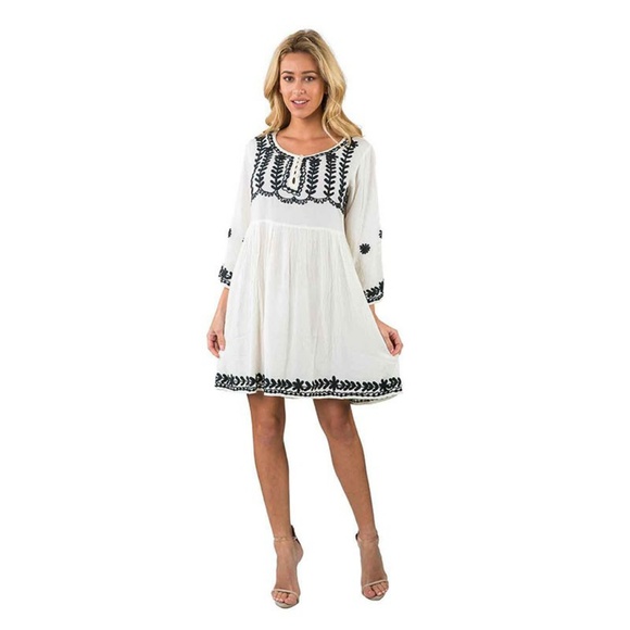 Exist Dresses & Skirts - Embroidered Peasant Beach Resort Boho Dress